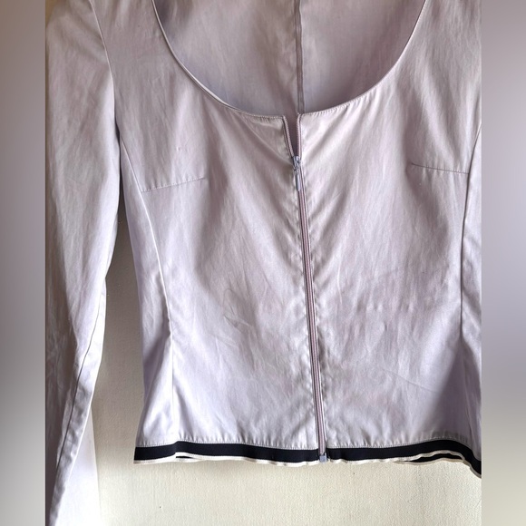 Vintage miu miu Zip Silver Lavender Cotton Top with Black Trim. Size 40 EU. - Picture 3 of 8